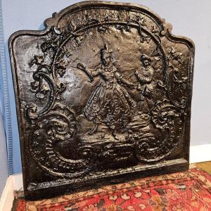 Cast Iron Fireplace Plate. 19th Century. 78.5 Cm X 79 Cm.