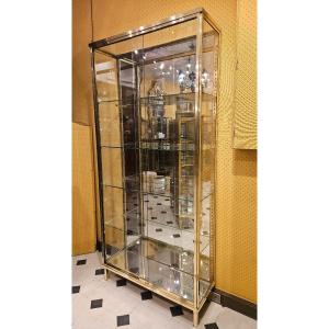 Large Art Deco Period Brass Display Case.