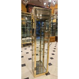 Small Brass Wall Column Display Cabinet