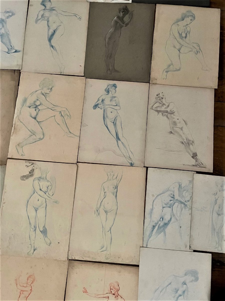 Set Of Drawings, Nude Women, Around 1900-photo-4