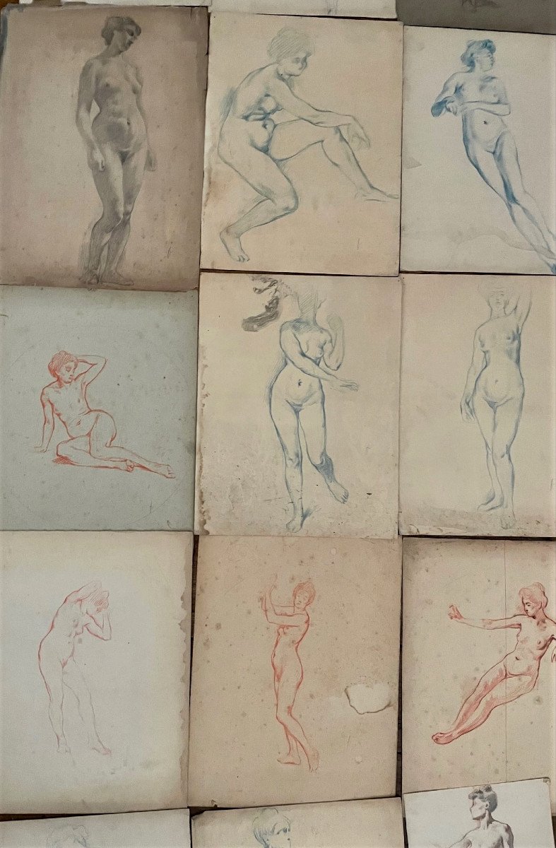 Set Of Drawings, Nude Women, Around 1900-photo-1