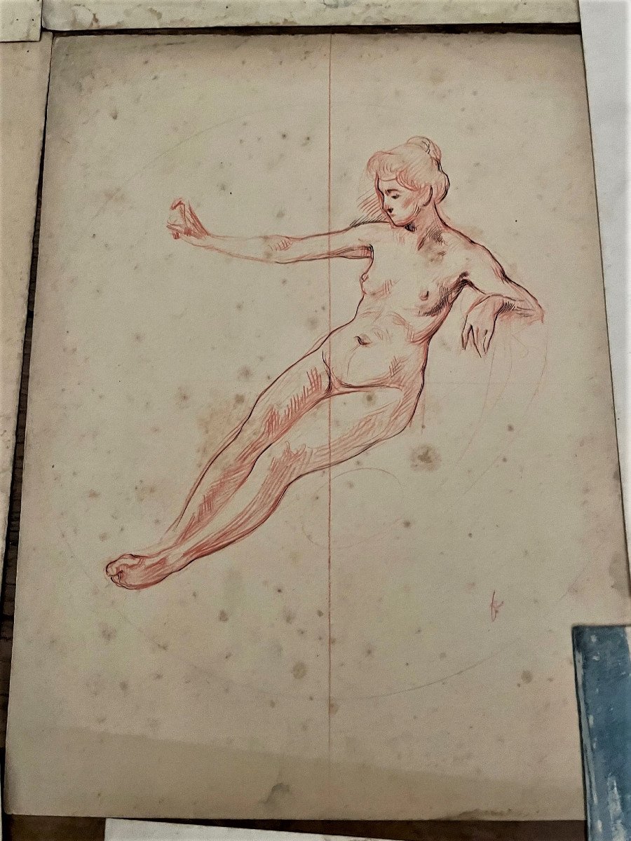 Set Of Drawings, Nude Women, Around 1900-photo-3