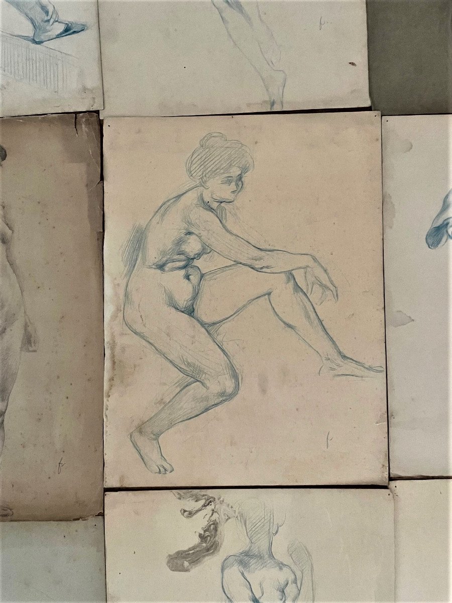 Set Of Drawings, Nude Women, Around 1900-photo-5