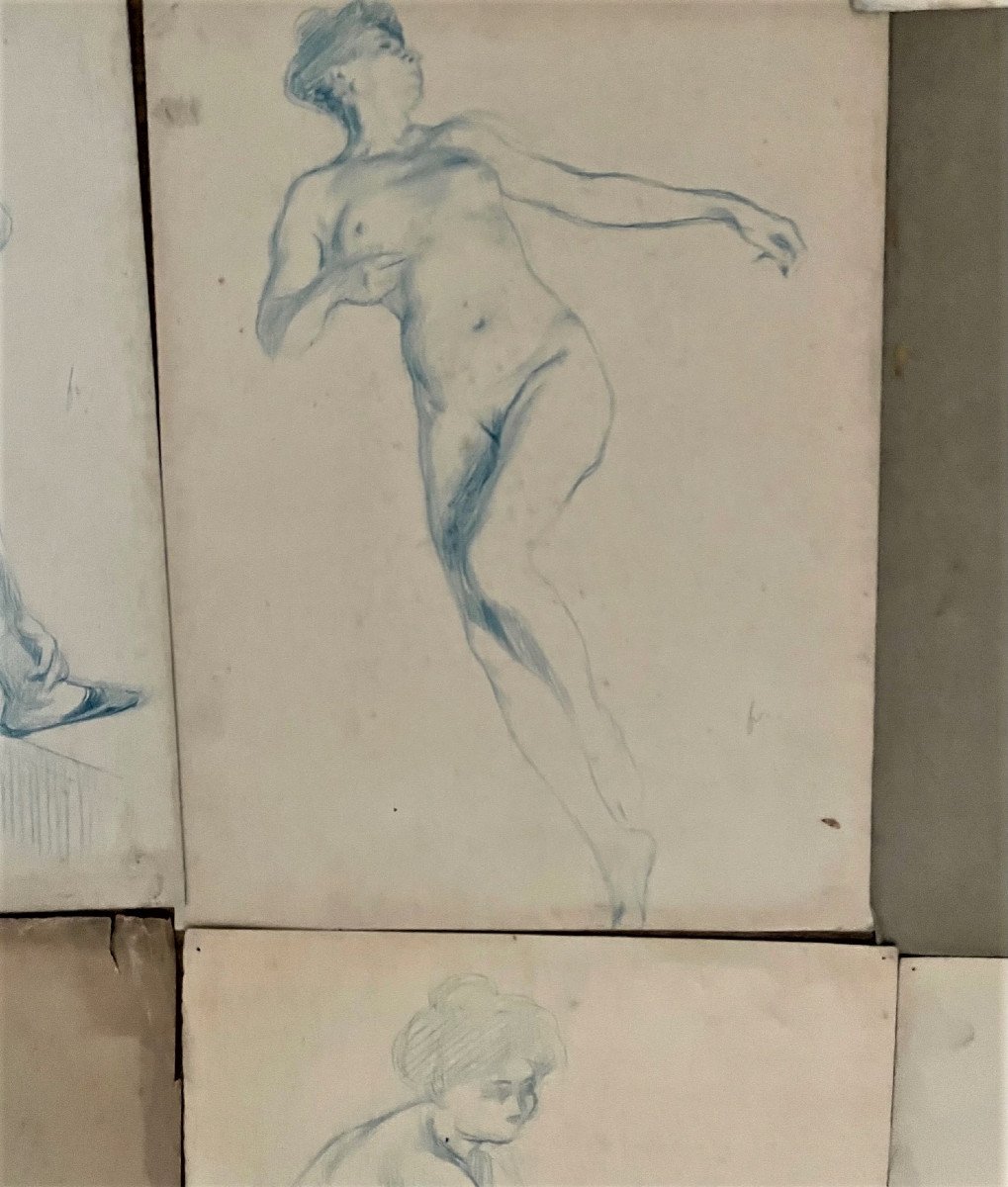 Set Of Drawings, Nude Women, Around 1900-photo-6