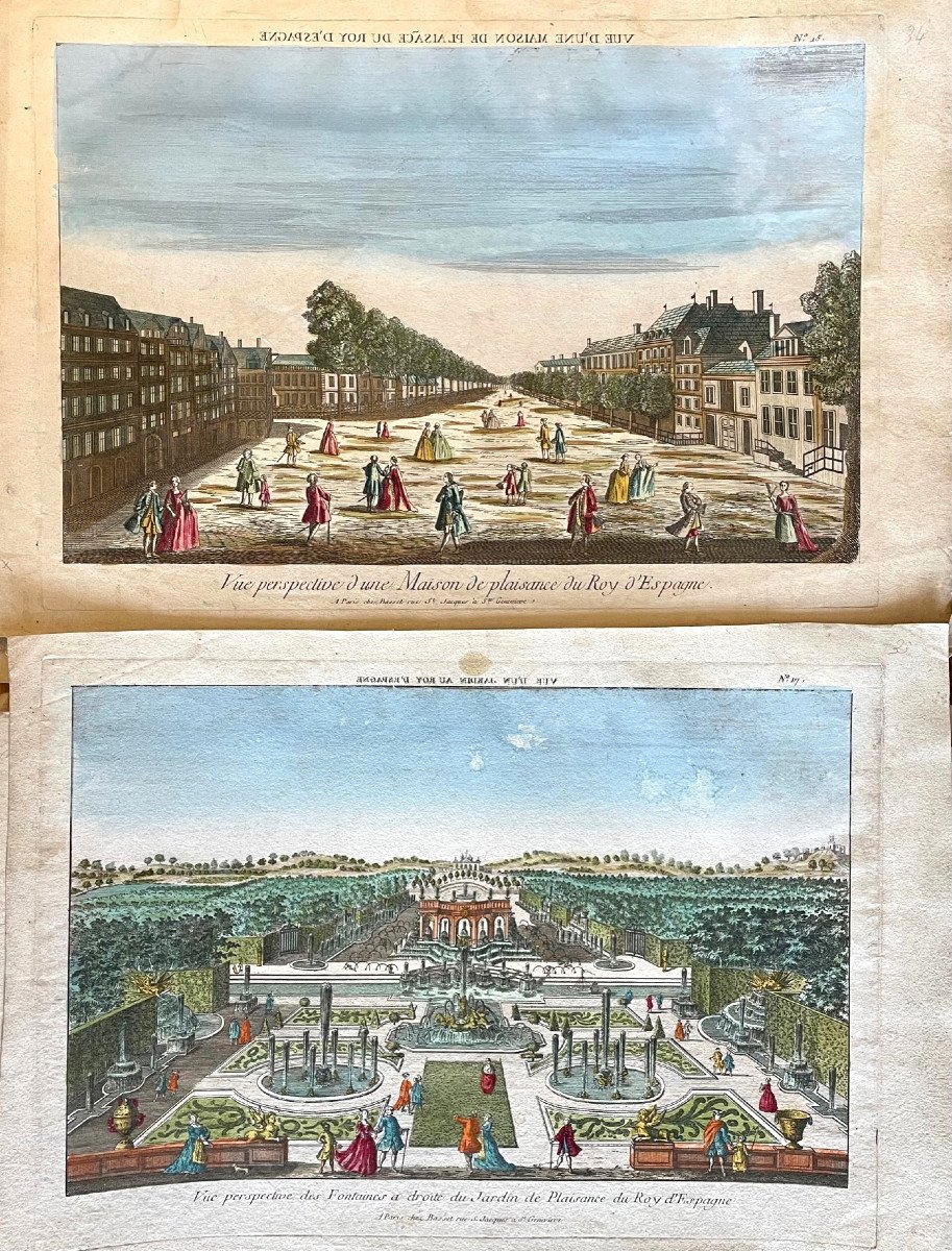 Spain, Pair Of Optical Engravings