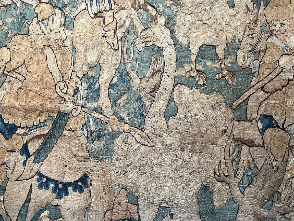 Tapestry "saracens On Horseback Hunting The Ostrich", Circa 1580-photo-3