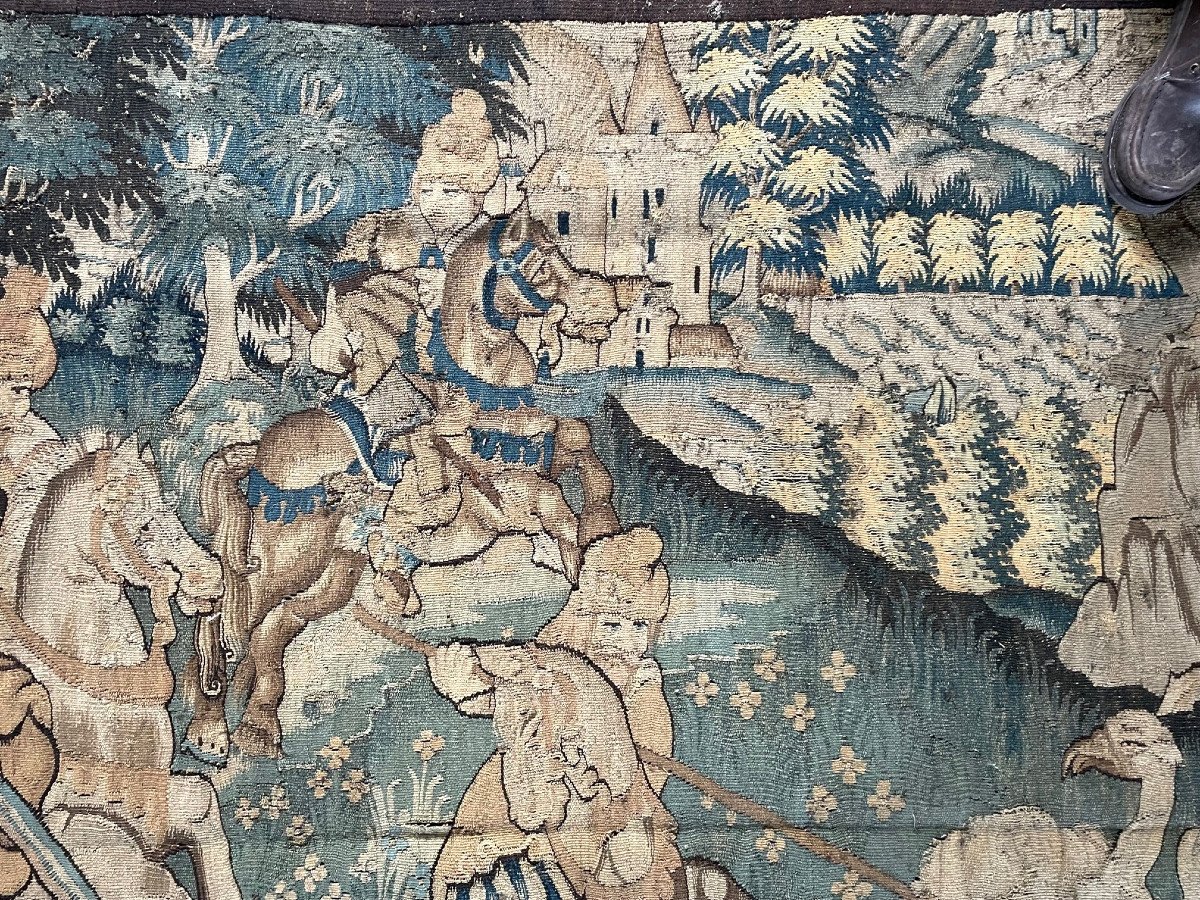 Tapestry "saracens On Horseback Hunting The Ostrich", Circa 1580-photo-4