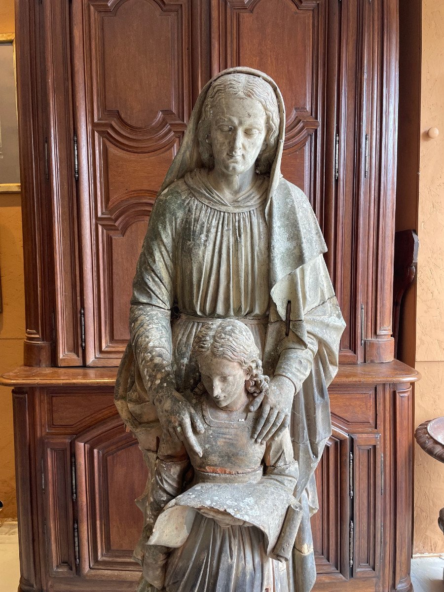 Saint Anne And The Virgin, Large Terracotta 18th-photo-2