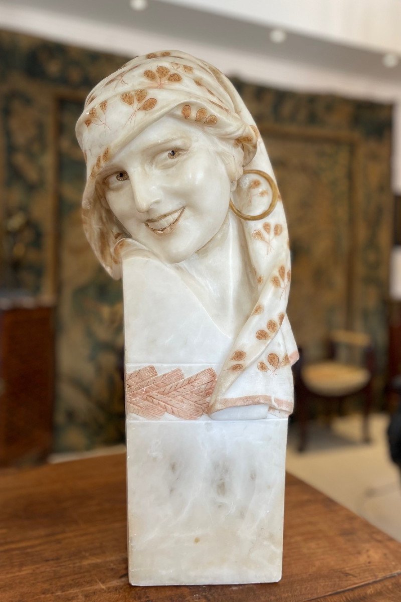 Portait De Femme, Sculpture Art Deco Signée-photo-4