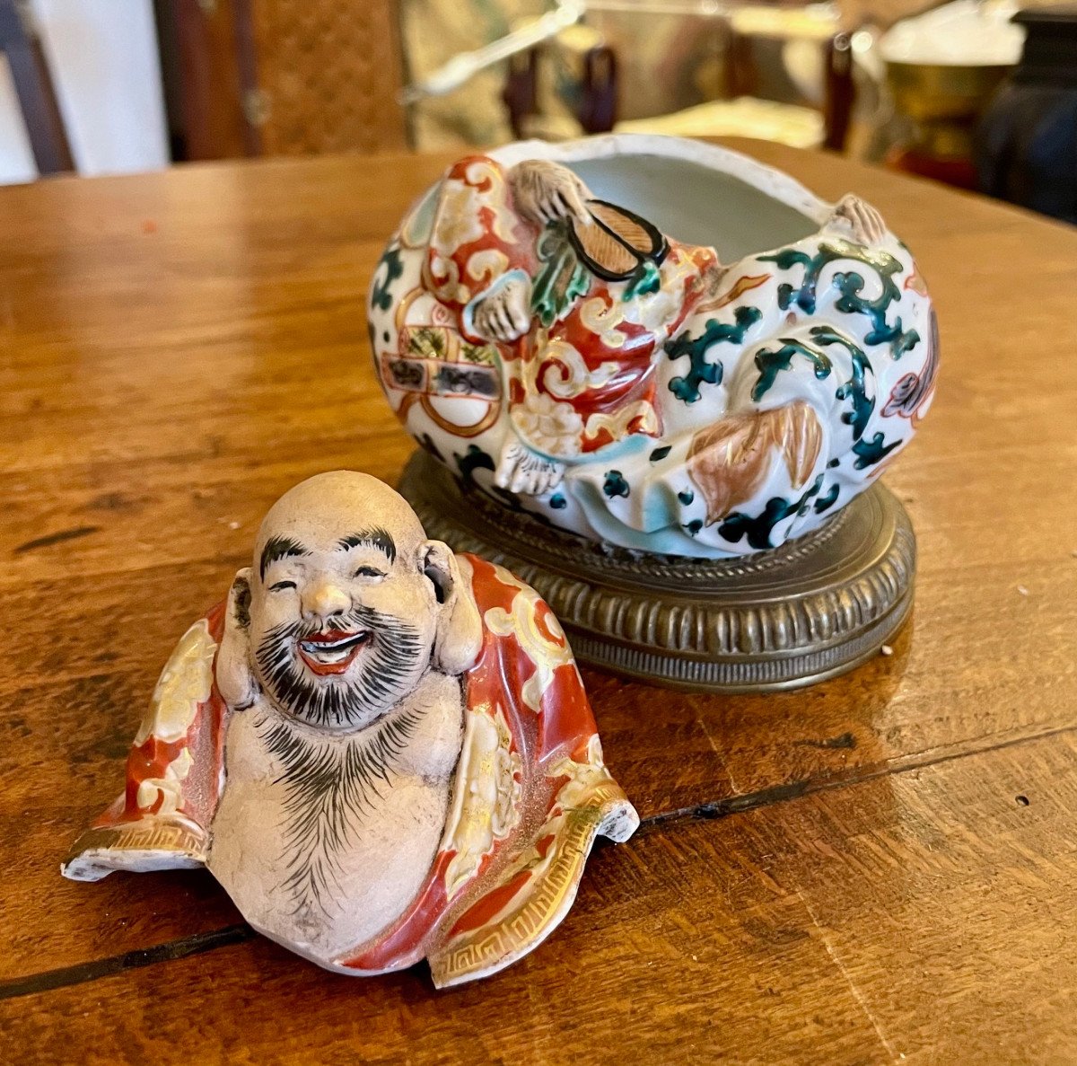 Laughing Buddha, Porcelain Box, 19th Century-photo-2