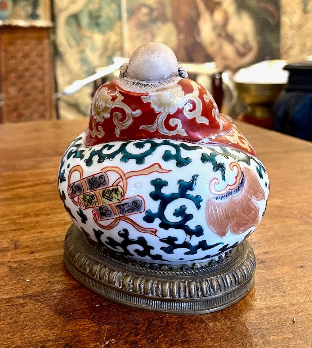 Laughing Buddha, Porcelain Box, 19th Century-photo-4