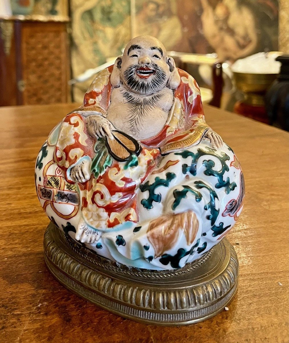 Bouddha Rieur, Boite En Porcelaine, 19eme