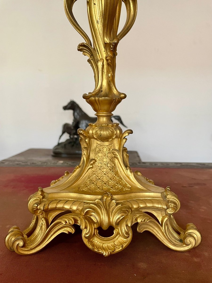 Pair Of Barbedienne Candelabra In Gilt Bronze -photo-2