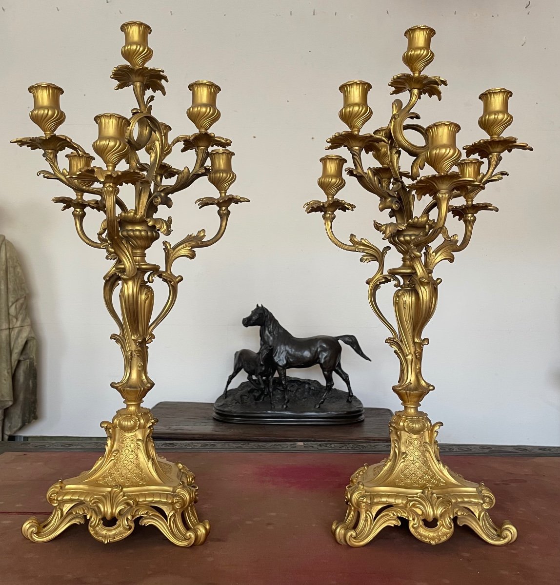 Pair Of Barbedienne Candelabra In Gilt Bronze 