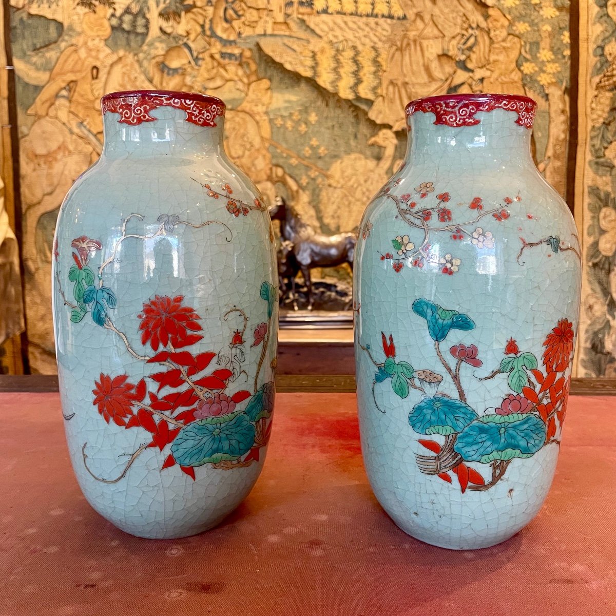 Pair Of Enameled Chinese Vases -photo-3