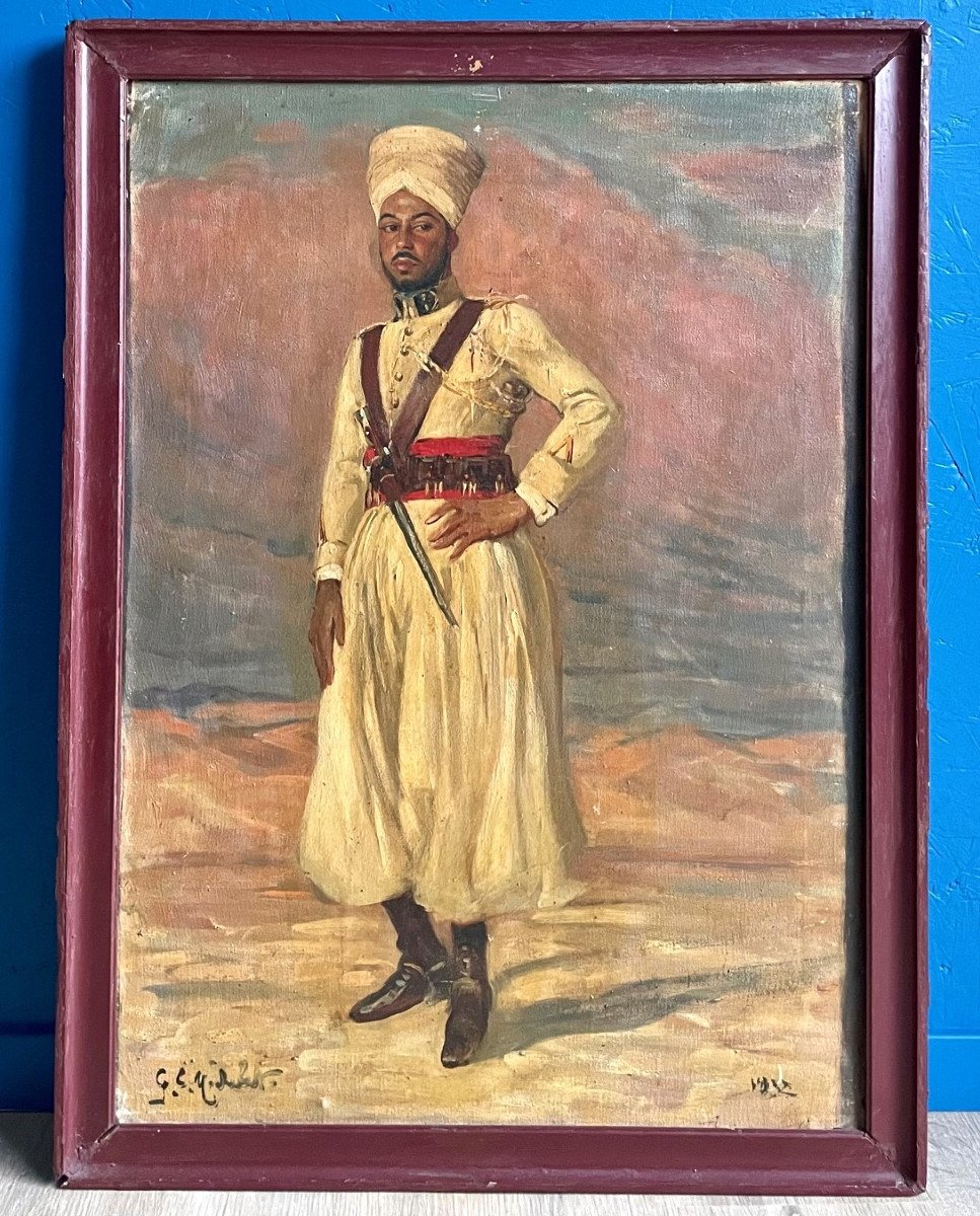 Portrait d&#039;Un Spahi, Sign&eacute; Et Dat&eacute; 1932