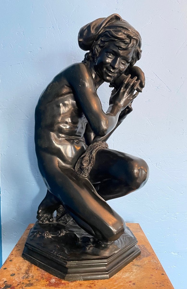 Pecheur à La Coquille, Bronze Signé Carpeaux Susse Fondeur