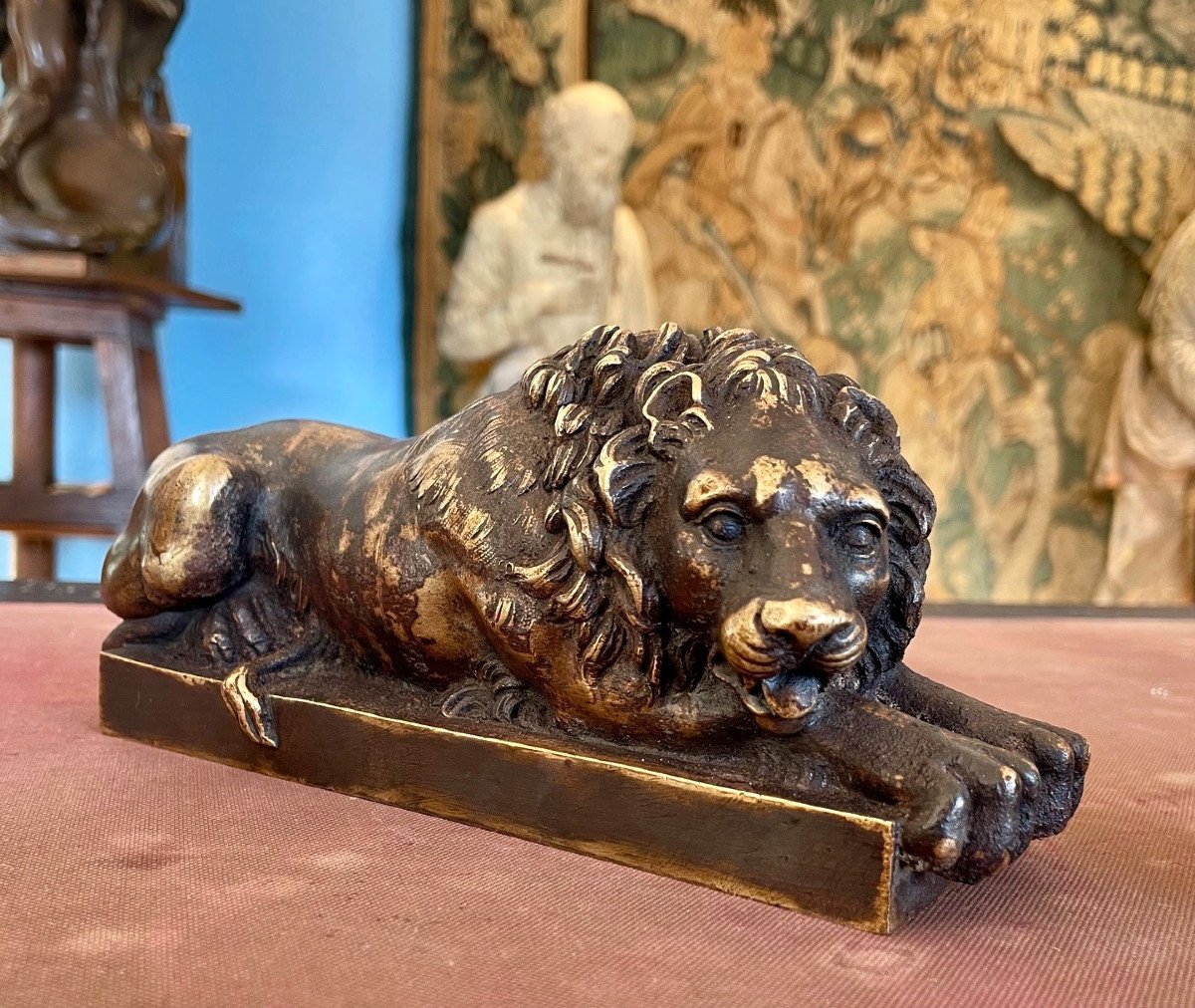 Pair Of Canova Lions In Bronze-photo-2