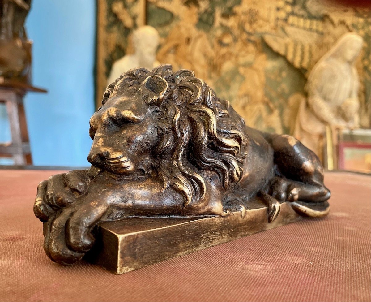 Pair Of Canova Lions In Bronze-photo-3