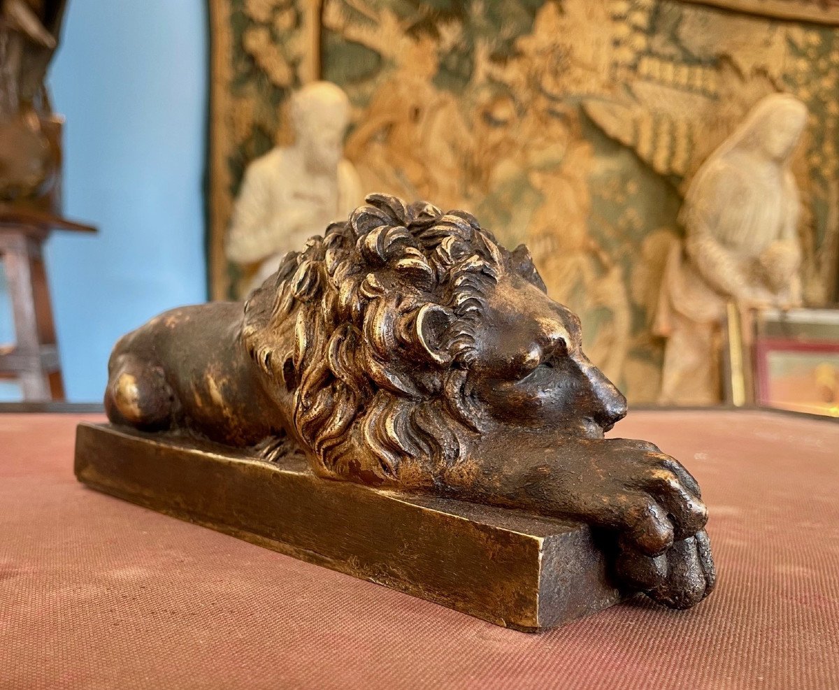 Pair Of Canova Lions In Bronze-photo-1