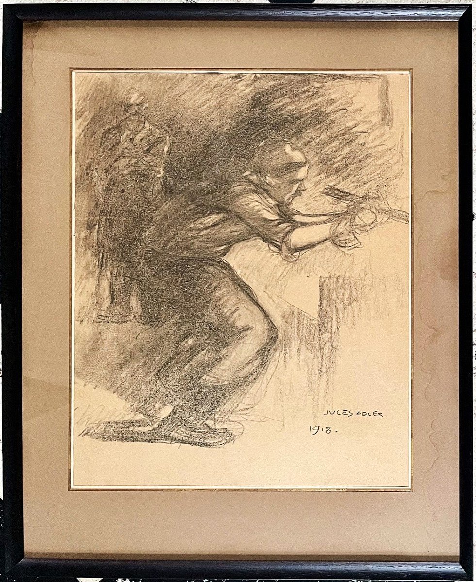 Le Souffleur De Verre, Dessin Signé Jules Adler 1918