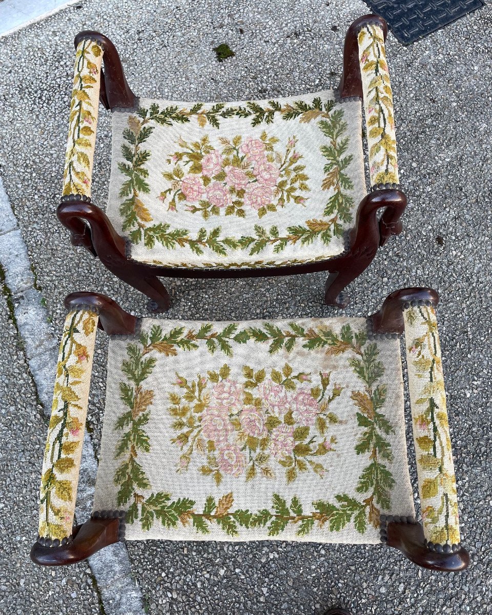 Pair Of Empire Period Curule Stools-photo-3