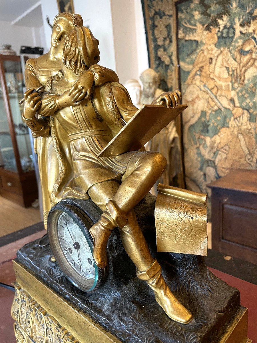 Raphael And His Muse Gilt Bronze Clock-photo-4