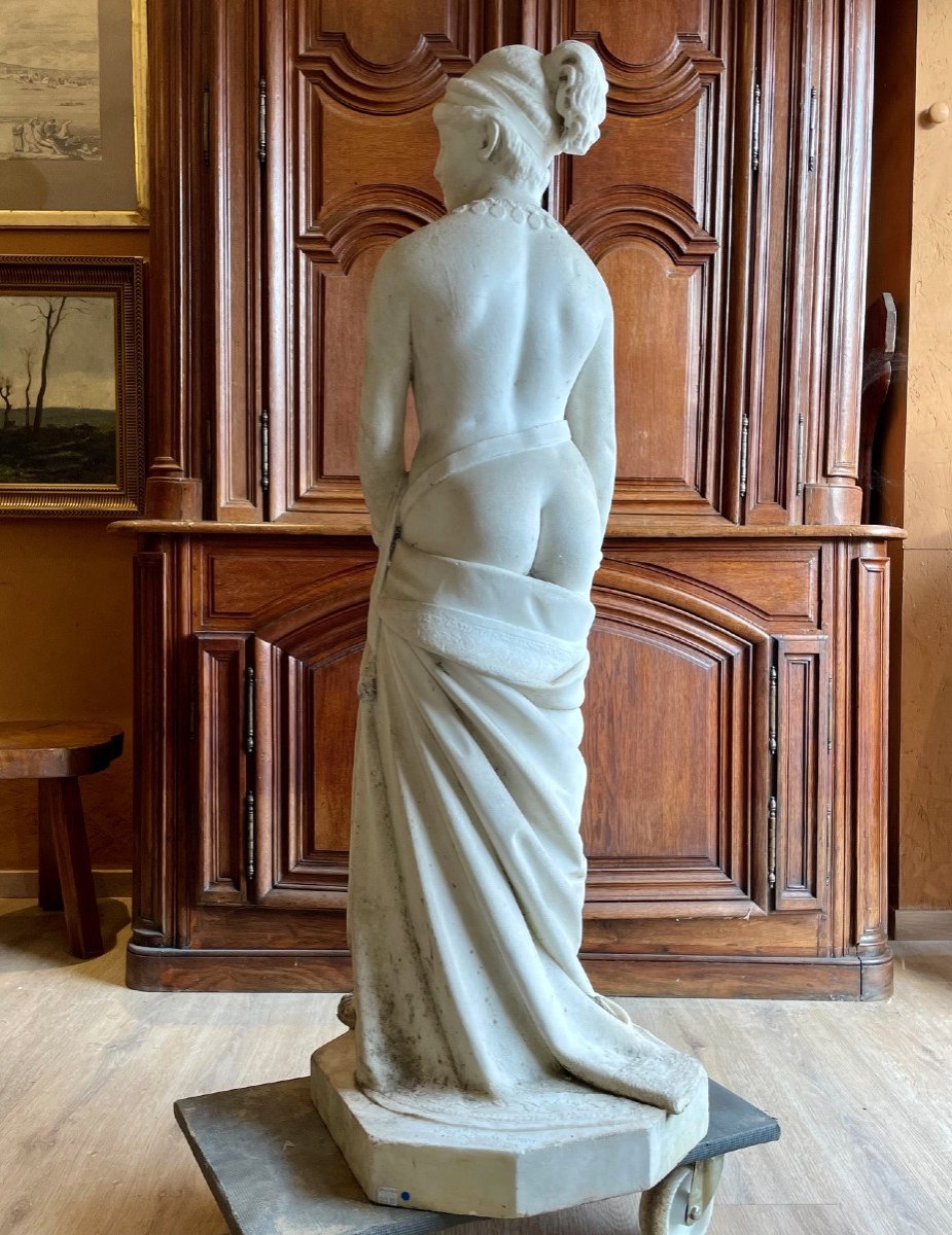 Large 19th Century Marble, Antique Woman-photo-2