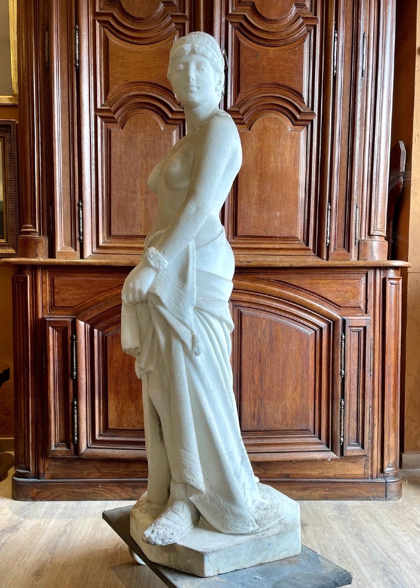 Large 19th Century Marble, Antique Woman-photo-3