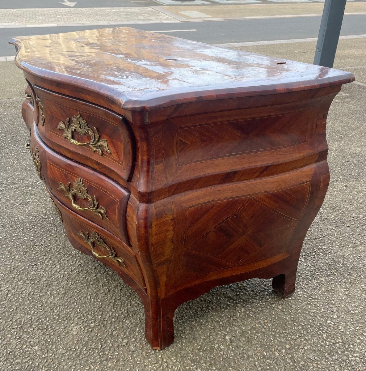 Commode Tombeau 18eme En Bois De Placage-photo-2