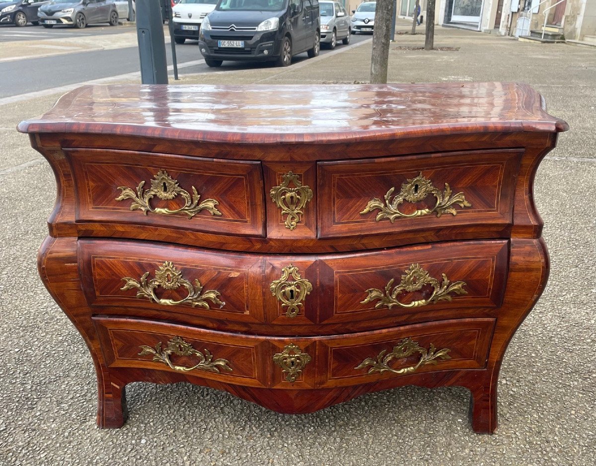 Commode Tombeau 18eme En Bois De Placage-photo-3