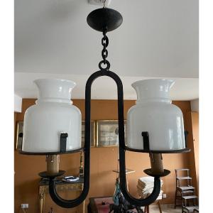 Pair Of Wrought Iron Chandeliers 