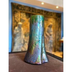 Iridescent Vase Signed Clement Massier