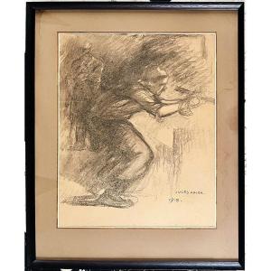 The Glassblower, Drawing Signed Jules Adler 1918