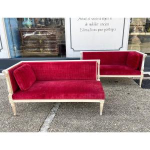 Pair Of Benches Forming A Sofa