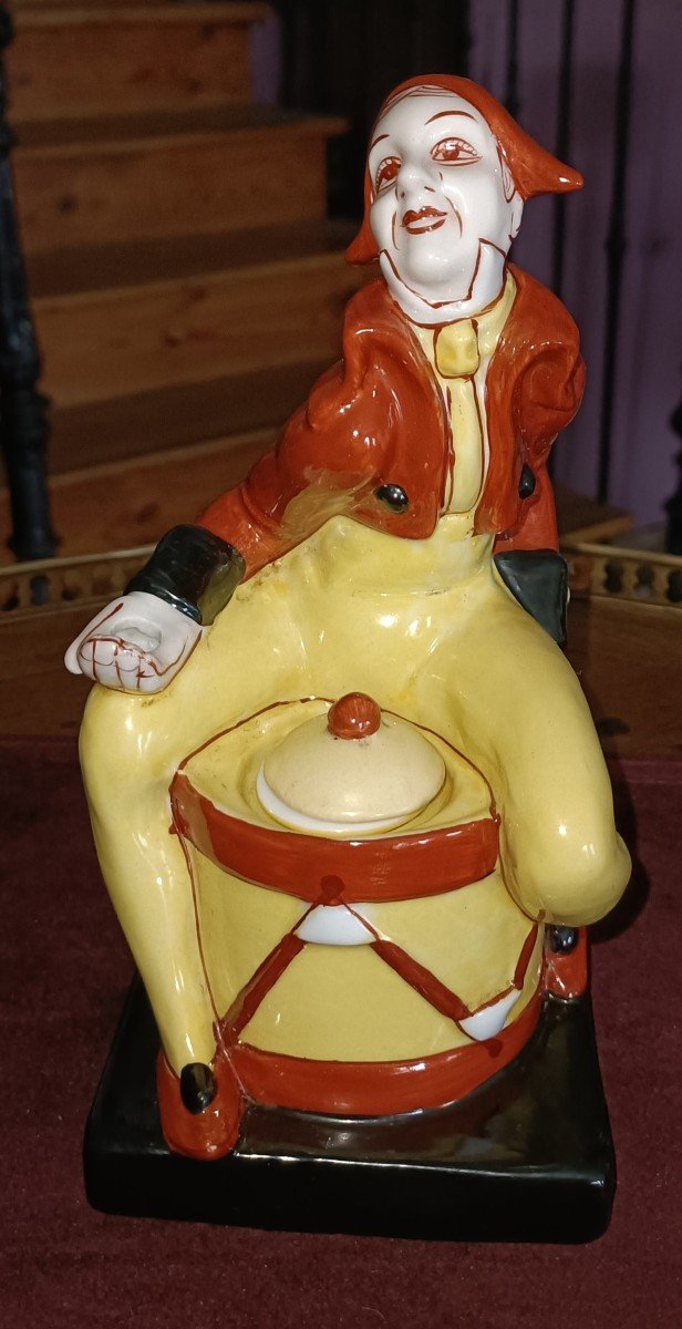 Encrier En Porcelaine-commedia Dell'  Arte- Fin XIXe