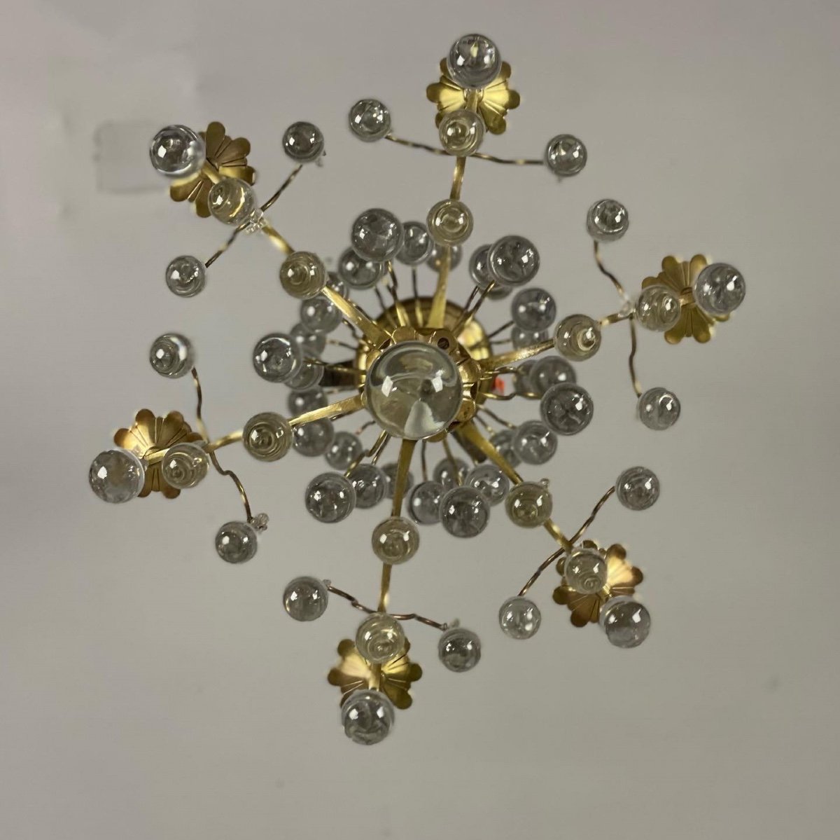 Chandelier In Gilt Bronze Garnished With Pampilles In The Shape Of Drops-photo-4