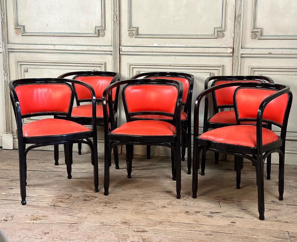 6 Fauteuils En Hêtre Courbé Par Gustav Siegel Pour Kohn 