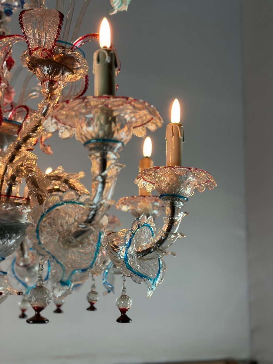 Rezzonico Venetian Chandelier In Multicolored Murano Glass, 10 Arms Of Light-photo-3