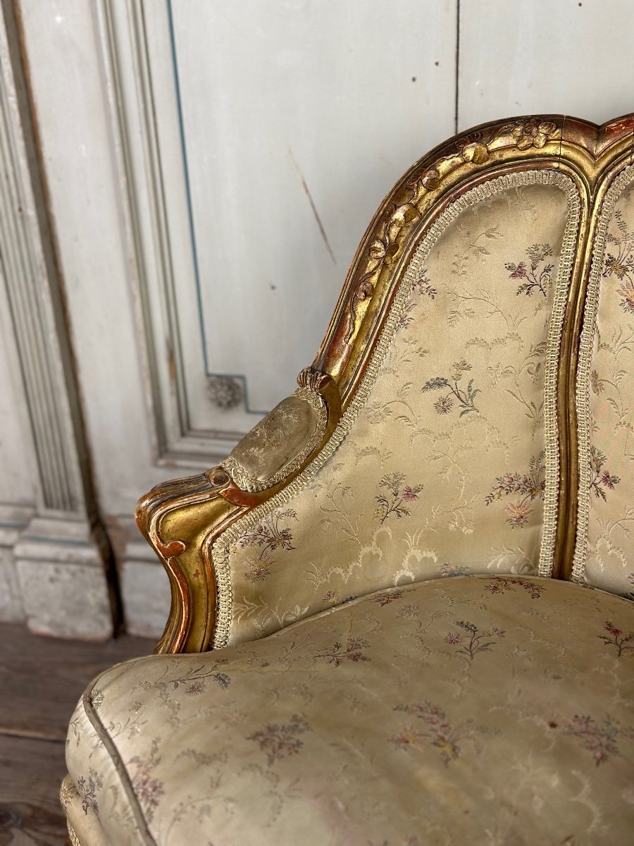 Louis XV Style Child's Bergere In Carved And Gilded Wood Circa 1880-photo-2