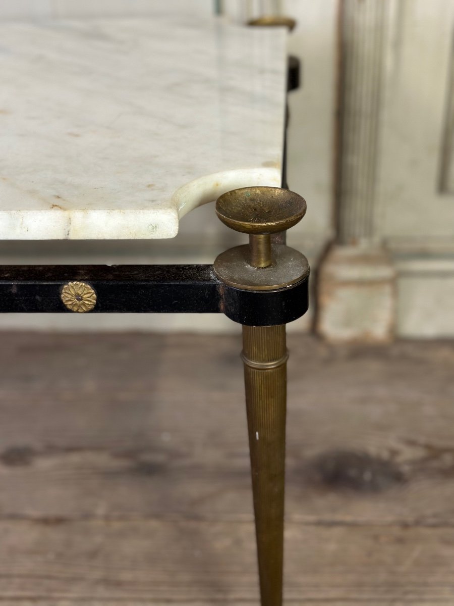 Coffee Table In Brass And Carrara Marble Circa 1950-photo-2