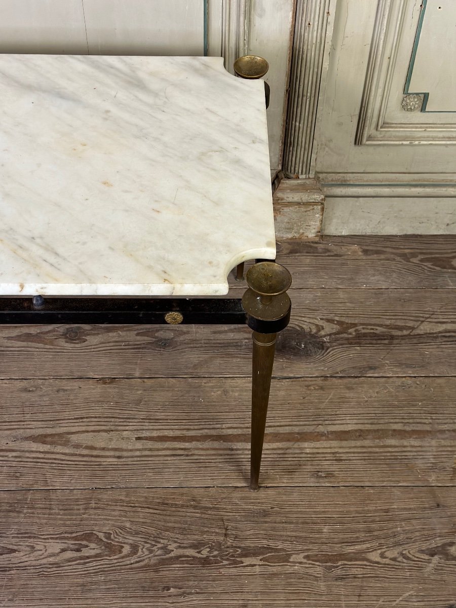 Coffee Table In Brass And Carrara Marble Circa 1950-photo-8