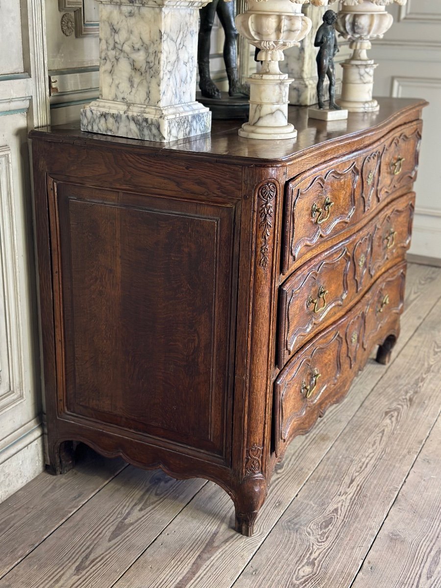 Louis XV Commode In Carved Oak, Eighteenth Century-photo-1