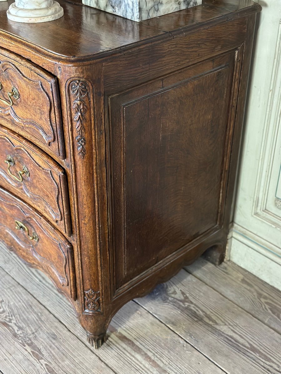 Louis XV Commode In Carved Oak, Eighteenth Century-photo-2