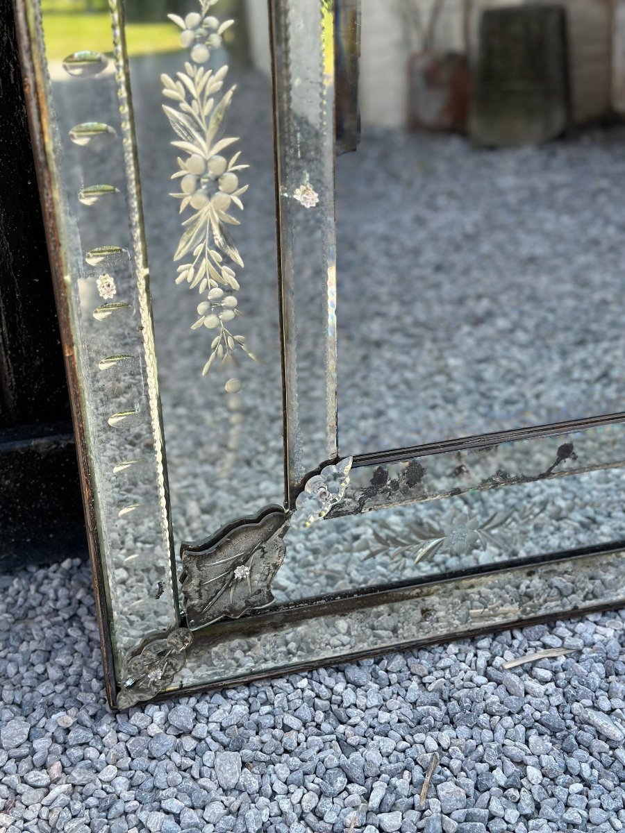 Napoleon III Mirror In Cut And Engraved Venice Glass Circa 1880-photo-4