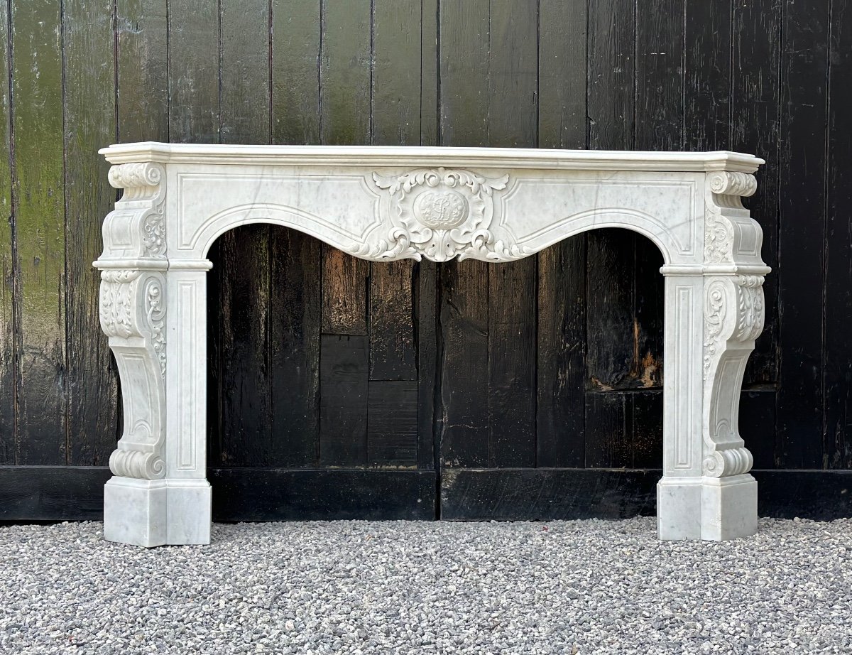 Napoleon III Fireplace In Carrara Marble, Circa 1880-photo-4