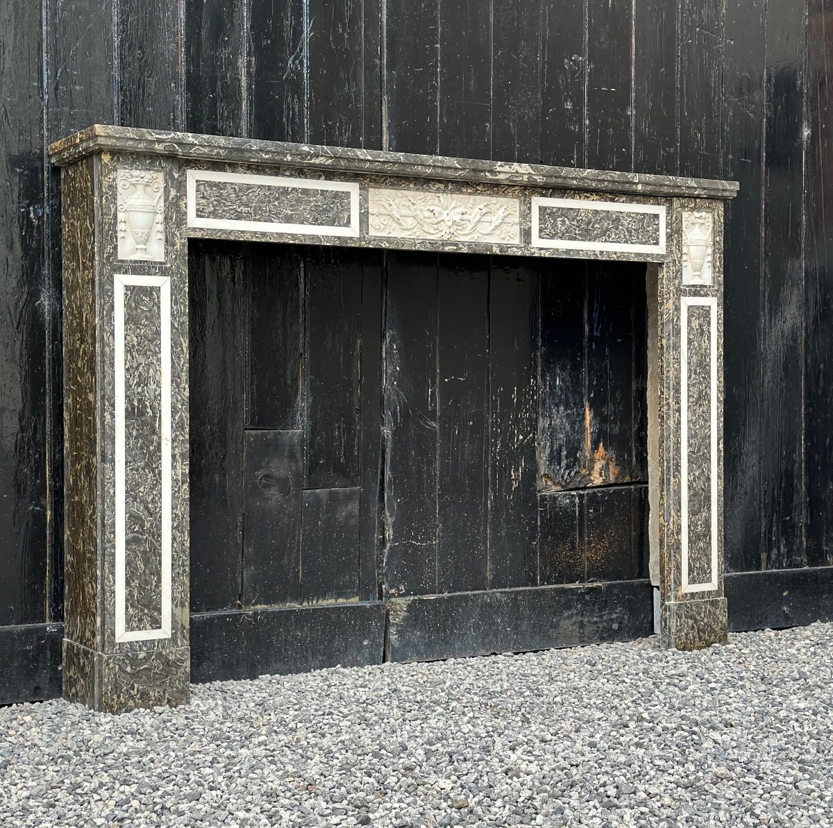 Louis XVI Fireplace In Gray Saint Anne And Statuary White Marble Circa 1800-photo-7