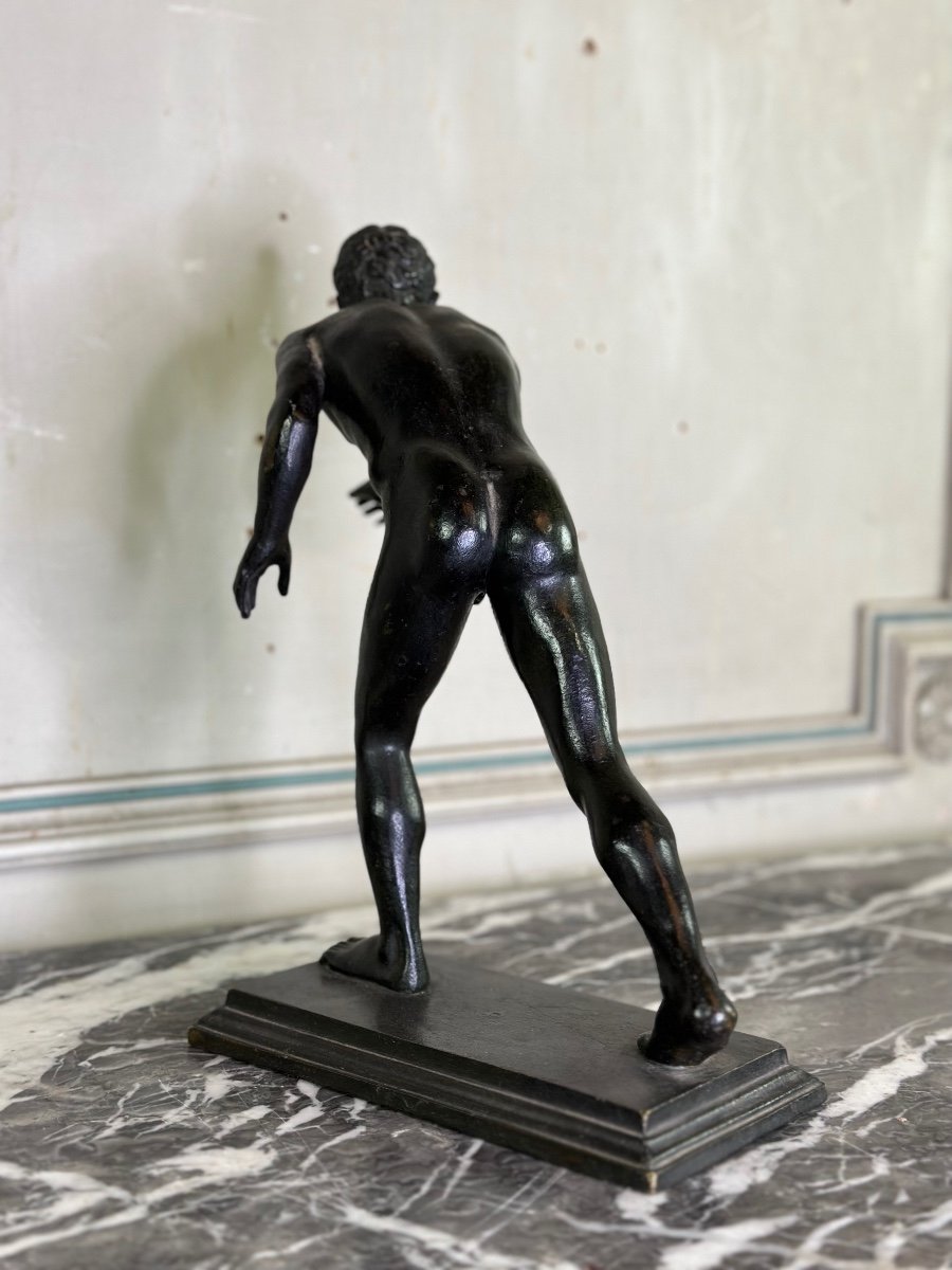 Bronze Grand Tour, One Of The Two Runners From The Villa Des Papyri, Black Patina Circa 1880-photo-4