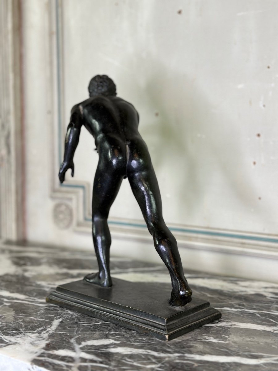 Bronze Grand Tour, One Of The Two Runners From The Villa Des Papyri, Black Patina Circa 1880-photo-3