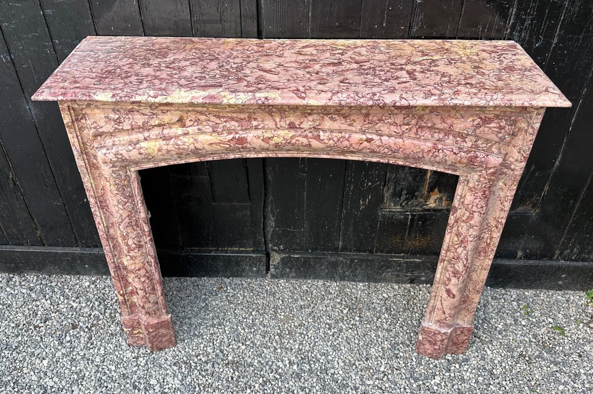 Louis XIV Style Fireplace In Purplish Brocatelle Marble Circa 1880-photo-1